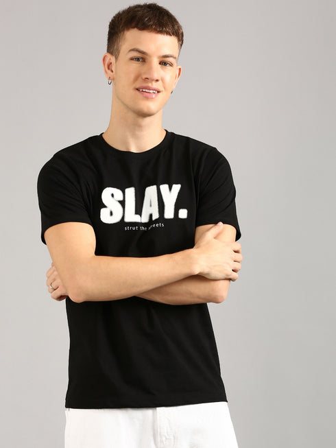Black Printed Regular Fit T-shirt